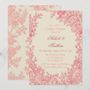  Romantisch Roze Toile Bloemenkoppels Douche Kaart
