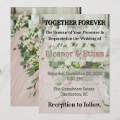 Romantisch roze tule & bloemenguirlande Elegante t Kaart (Voorkant / Achterkant)