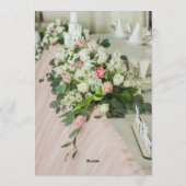 Romantisch Roze Tule & Bloemenslinger Elegante Taf Kaart (Achterkant)