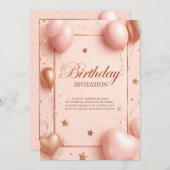 Romantisch roze verjaardag kaart (Voorkant / Achterkant)