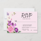 Romantisch Roze Violet Bold Bloem Boeket RSVP Kaartje (Voorkant)