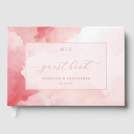 Romantisch Roze Watercolor Gastboek Gastenboek (Voorkant)
