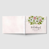 Romantisch roze waterverf bloem bruiloft  gastenboek (Volledig)