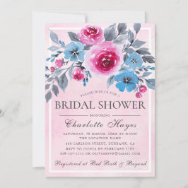 Romantisch Roze Waterverf Bloemen Vrijgezellenfees Kaart