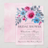 Romantisch Roze Waterverf Bloemen Vrijgezellenfees Kaart (Voorkant / Achterkant)