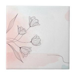 Romantisch Roze Waterverf Floral Elegant Decor Tegeltje