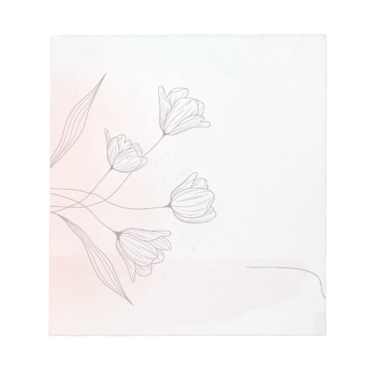 Romantisch Roze Waterverf Floral Notitieblok – Ele (Voorkant)