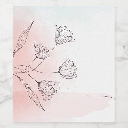 Romantisch Roze Waterverf Floral Wijnlabel – Favor Wijn Etiket (Enkel label)