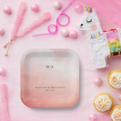 Romantisch roze waterverf papieren bordje (Feest)