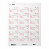 Romantisch roze waterverf roos huwelijksadres etiket (Full Sheet)