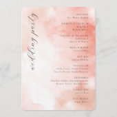 Romantisch Roze Waterverf Trouwschema Programmakaart (Achterkant)