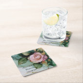 Romantisch Roze Wit Rose Goud Bloemen Huwelijk Kartonnen Onderzetters (Insitu)