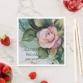 Romantisch Roze Wit Rose Goud Bloemen Huwelijk Servet (Insitu)