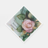 Romantisch Roze Wit Rose Goud Bloemen Huwelijk Servet (Hoek)