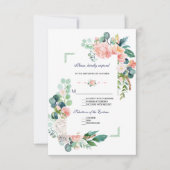 Romantisch Roze Witte Bloemen Lijst bruiloft RSVP Kaartje (Voorkant)