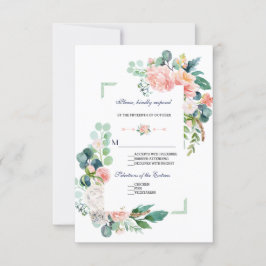 Romantisch Roze Witte Bloemen Lijst bruiloft RSVP Kaartje