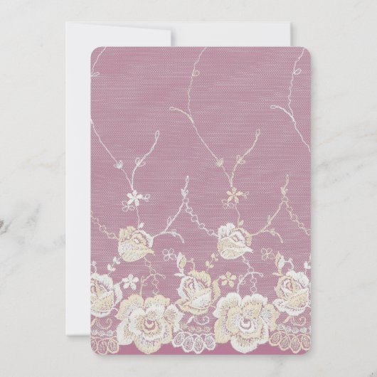 Romantisch Roze Witte Kant Bloemen Vrijgezellenfee Kaart (Achterkant)