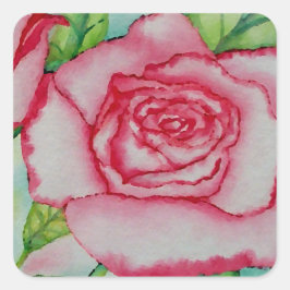Romantisch Roze Zomer Roos Waterverf CricketDiane Vierkante Sticker