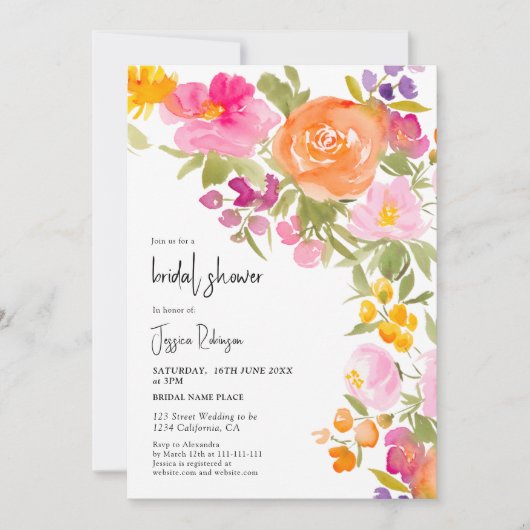  romantisch roze zomerbloemenvrijgezellenfeest kaart (Voorkant)