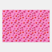 Romantisch Roze & Zwarte Harten & Kusjes Valentijn Inpakpapier Vel (Voorkant)
