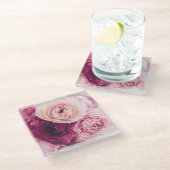 Romantisch rozen boeket:  branding. glazen onderzetter (Schuin)