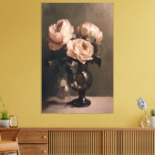 Romantisch rozenboeket in vaas – Classic Still Canvas Afdruk (Insitu (Woonkamer))