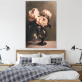 Romantisch rozenboeket in vaas – Classic Still Canvas Afdruk (Insitu (Slaapkamer))