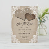 Romantisch Rustiek  Bloemen Kant Burlap Wedding Save The Date (Staand voorkant)