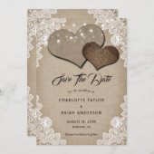 Romantisch Rustiek  Bloemen Kant Burlap Wedding Save The Date (Voorkant / Achterkant)