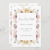 Romantisch Rustiek Bloemen Neutrale Foto Huwelijk  Save The Date (Voorkant / Achterkant)