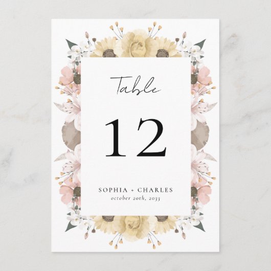 Romantisch Rustiek Bloemen Trouwtafel Nummer Menu (Achterkant)