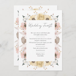 Romantisch Rustiek Bloemen Trouwtafel Nummer Menu