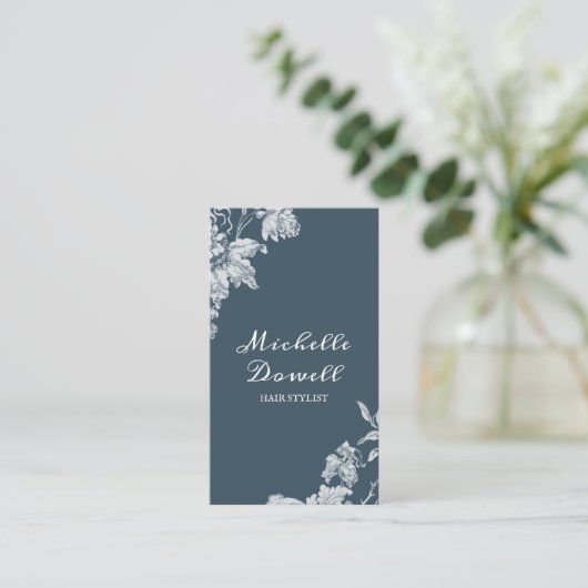 Romantisch rustiek bloemenprint visitekaartje (Staand voorkant)