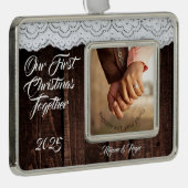 Romantisch Rustiek Chic Kant en Hout Verzilverd Omlijst Ornament (Rechts)