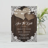 Romantisch Rustiek Country Wood Floral Lace Weddin Save The Date (Staand voorkant)