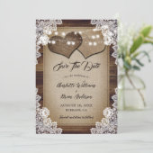 Romantisch Rustiek Country Wood Floral Lace Weddin Save The Date (Staand voorkant)