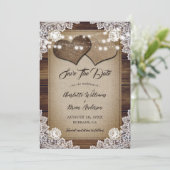Romantisch Rustiek Country Wood Floral Lace Weddin Save The Date (Staand voorkant)