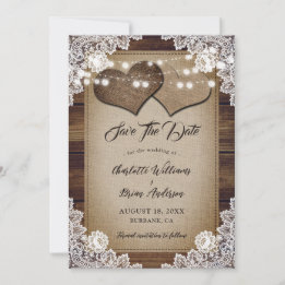 Romantisch Rustiek Country Wood Floral Lace Weddin Save The Date