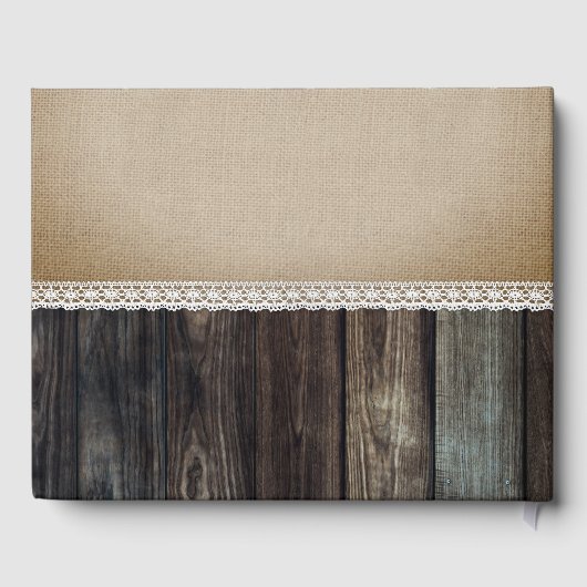 Romantisch Rustiek Country Wood Mr & Mrs Wedding Gastenboek (Achterkant)