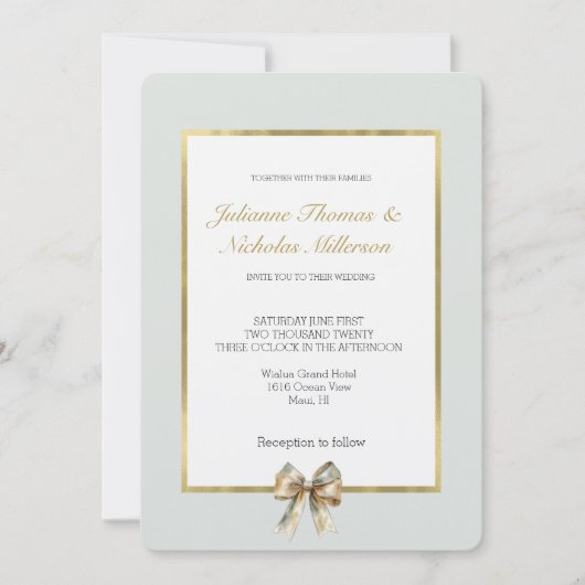 Romantisch Rustiek Groen Wit Goud Boog Huwelijk Kaart (Voorkant)