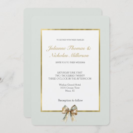 Romantisch Rustiek Groen Wit Goud Boog Huwelijk Kaart (Voorkant / Achterkant)