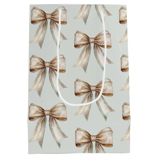 Romantisch Rustiek Groen Wit Goud Boog Huwelijk Medium Cadeauzakje (Achterkant)