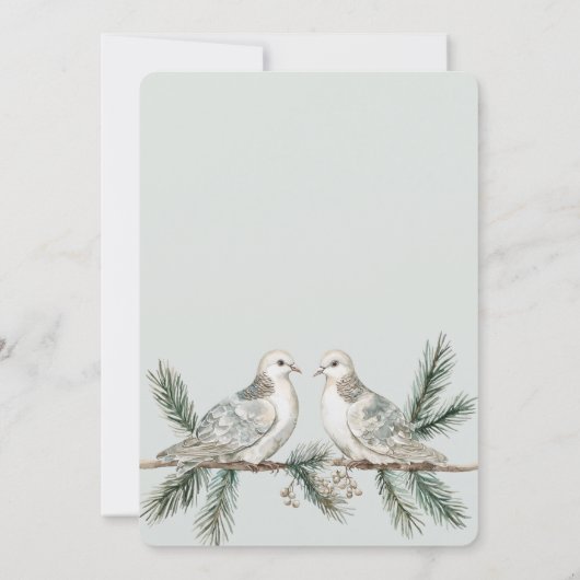 Romantisch Rustiek Groen Wit Goud Vogels Huwelijk Kaart (Achterkant)