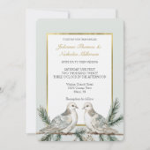 Romantisch Rustiek Groen Wit Goud Vogels Huwelijk Kaart (Voorkant)