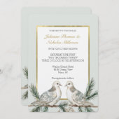 Romantisch Rustiek Groen Wit Goud Vogels Huwelijk Kaart (Voorkant / Achterkant)