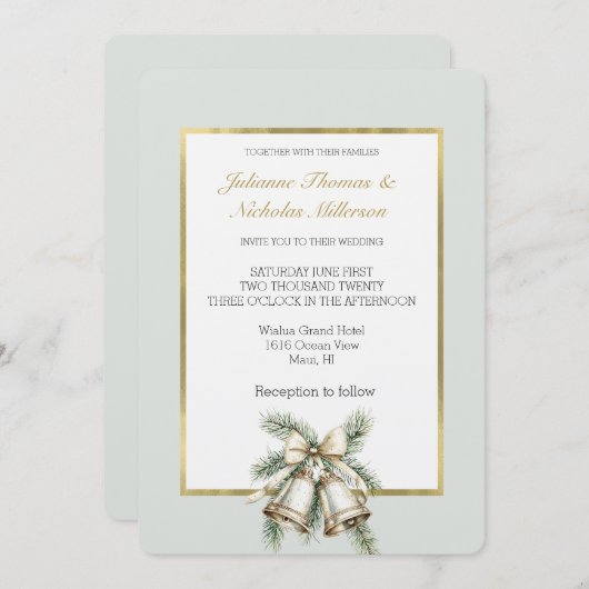 Romantisch Rustiek Groen Wit Gouden Bellen Boog Hu Kaart (Voorkant / Achterkant)