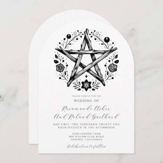 Romantisch Rustiek Hout Ster Bloemen Huwelijk Kaart (Voorkant / Achterkant)