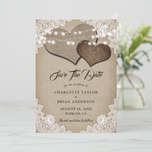 Romantisch Rustiek Land Shabby Chic Huwelijk Save The Date (Staand voorkant)