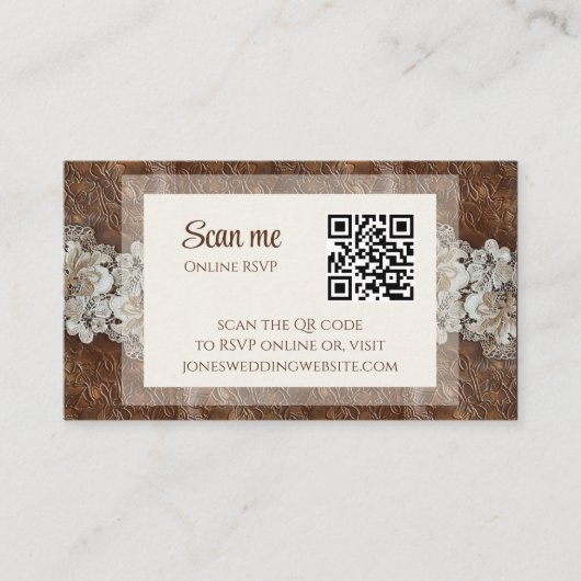 Romantisch Rustiek Western Country Leather and Lac Informatiekaartje (Voorkant)