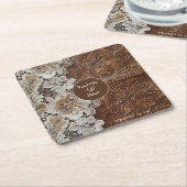 Romantisch Rustiek Western Country Leather and Lac Kartonnen Onderzetters (Schuin)